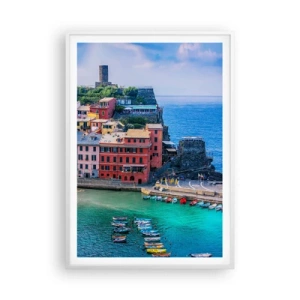 Poster în ramă albă - Orașul mediteraneean magic - 70x100 cm