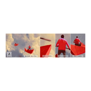 Mostră tapet autocolant Deluxe Sticker - Expediția visătorilor - Abstracția, Fantezie, Origami - 100x30 cm