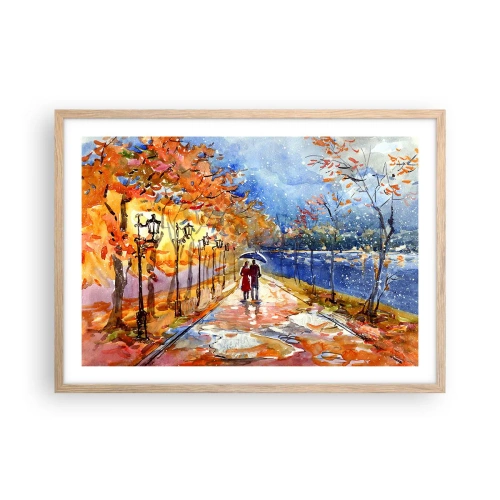 Poster în ramă de stejar deschis - Împreună până la limita de timp - 70x50 cm