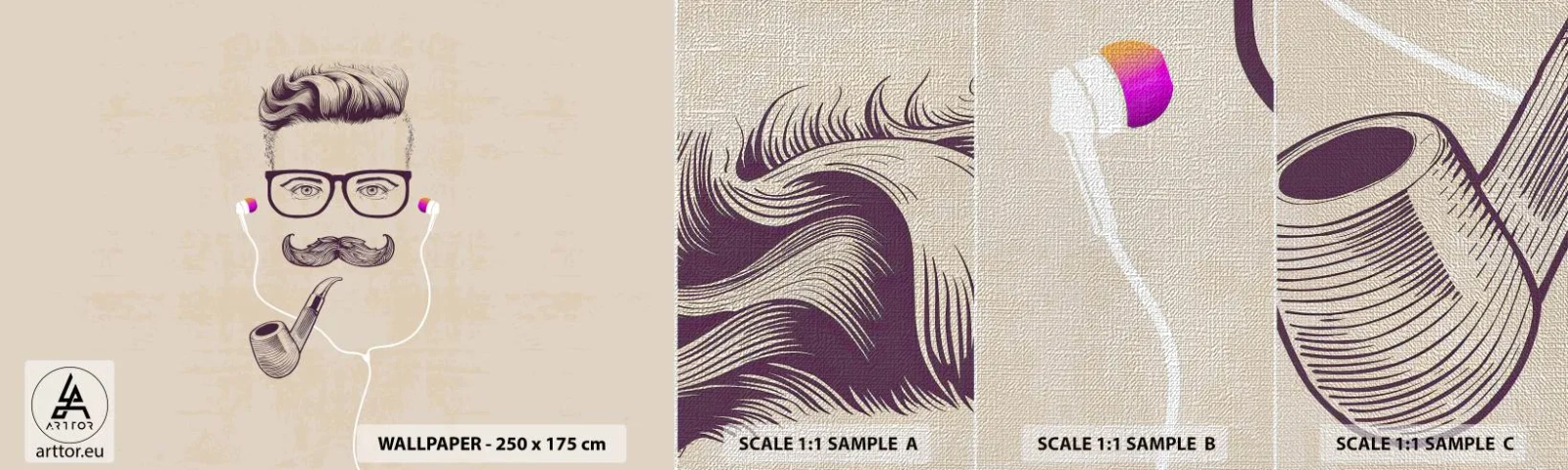 Mostră tapet Premium Canvas - Un bărbat adevărat? - Om, Abstracția, țeavă - 100x30 cm