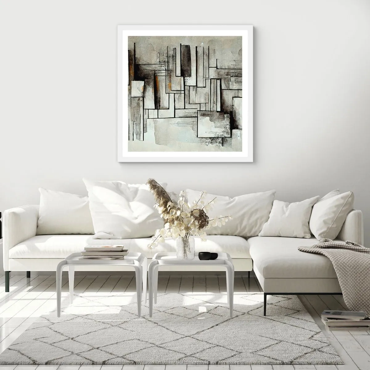 Poster în ramă albă - Puterea simplității - 60x60 cm