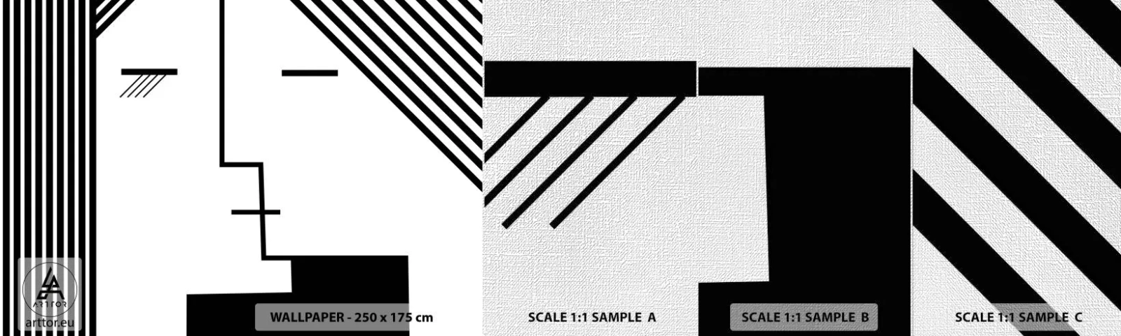 Mostră tapet Premium Canvas - Doar un sărut - Artă Modernă, alb-negru, Față - 100x30 cm