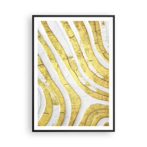 Poster în ramă neagră - Compoziția în alb și auriu - 70x100 cm