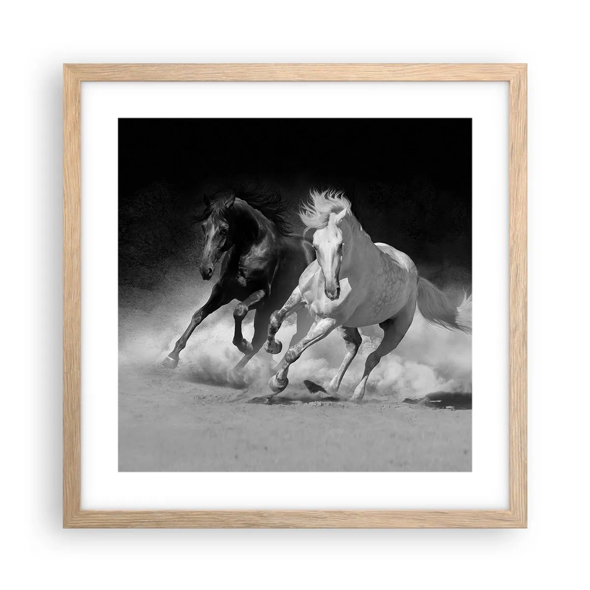 Poster în ramă de stejar deschis - Galopul libertății - 40x40 cm