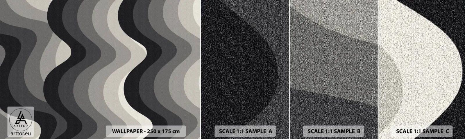 Mostră tapet autocolant Deluxe Sticker - Val după val - Linii, Valuri, Abstracția - 100x30 cm