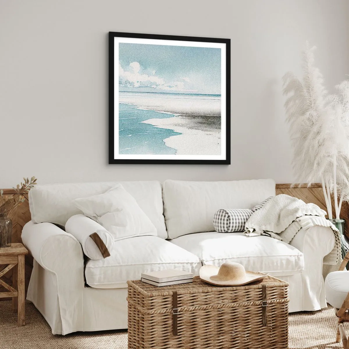 Poster în ramă neagră - Mareea blândă - 60x60 cm