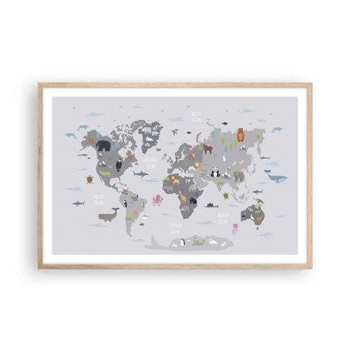 Poster în ramă de stejar deschis - Spune-mi de unde ești... - 91x61 cm