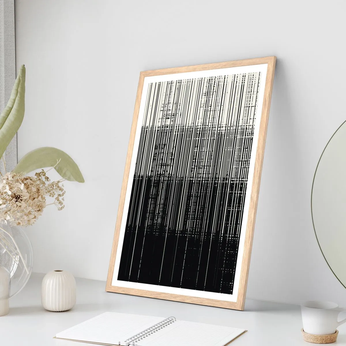 Poster în ramă de stejar deschis - Valuri și vibrații - 70x100 cm