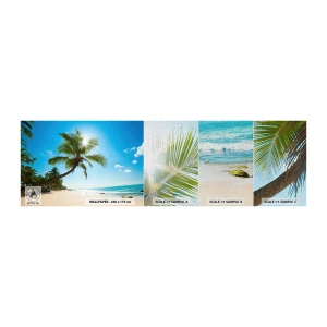 Mostră tapet Premium Canvas - Nu arăta nimănui - Peisaj, plajă, Palmier de nuca de cocos - 100x30 cm