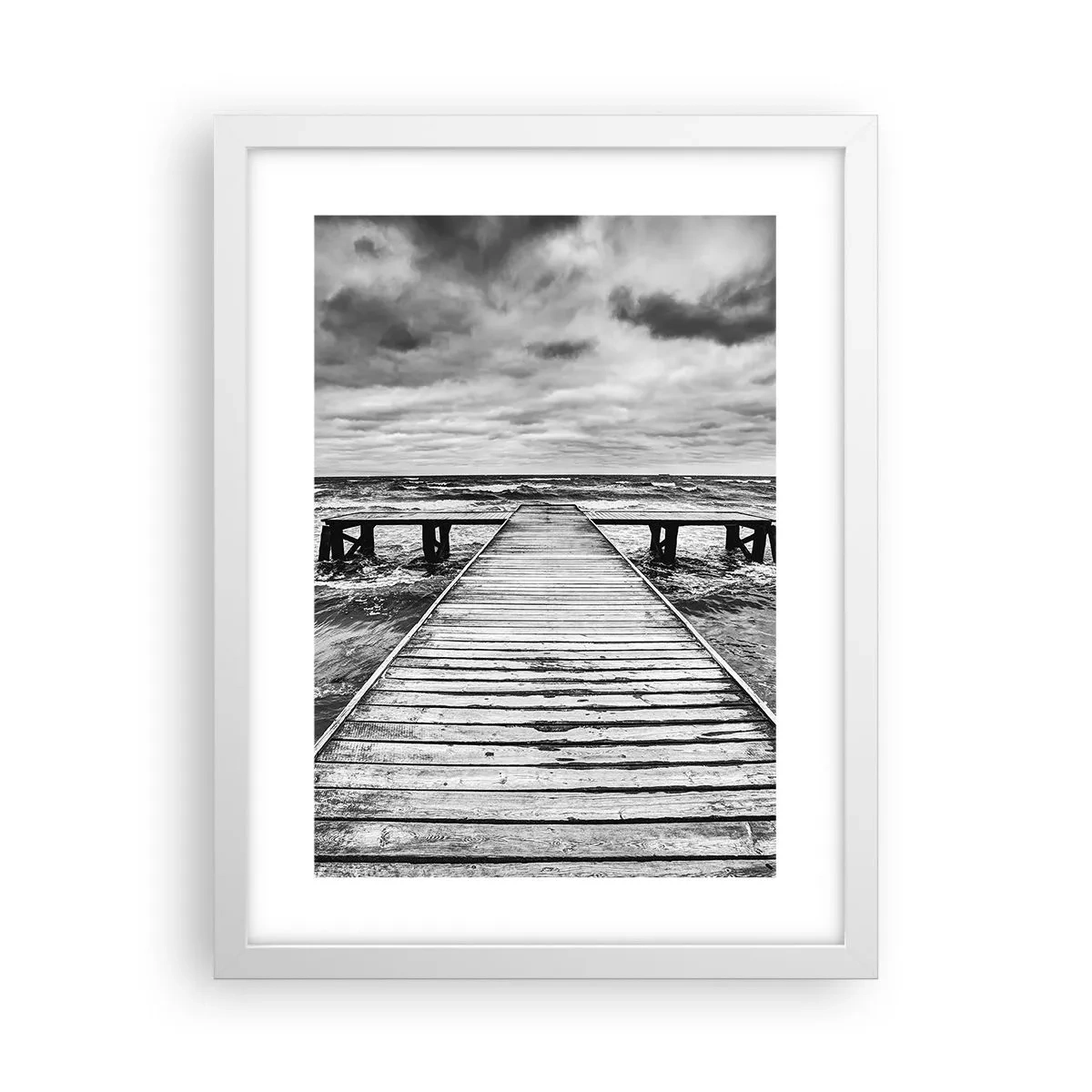 Poster în ramă albă - Aștept ca vântul să fugărească... - 30x40 cm