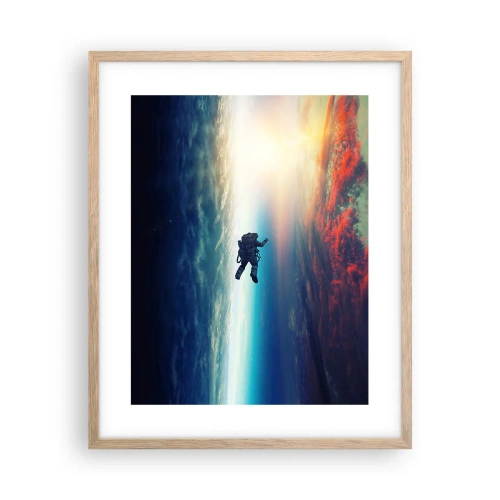 Poster în ramă de stejar deschis - Provocând universul - 40x50 cm