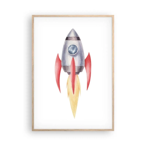 Poster în ramă de stejar deschis - Mai sus, mai repede, mai departe - 70x100 cm