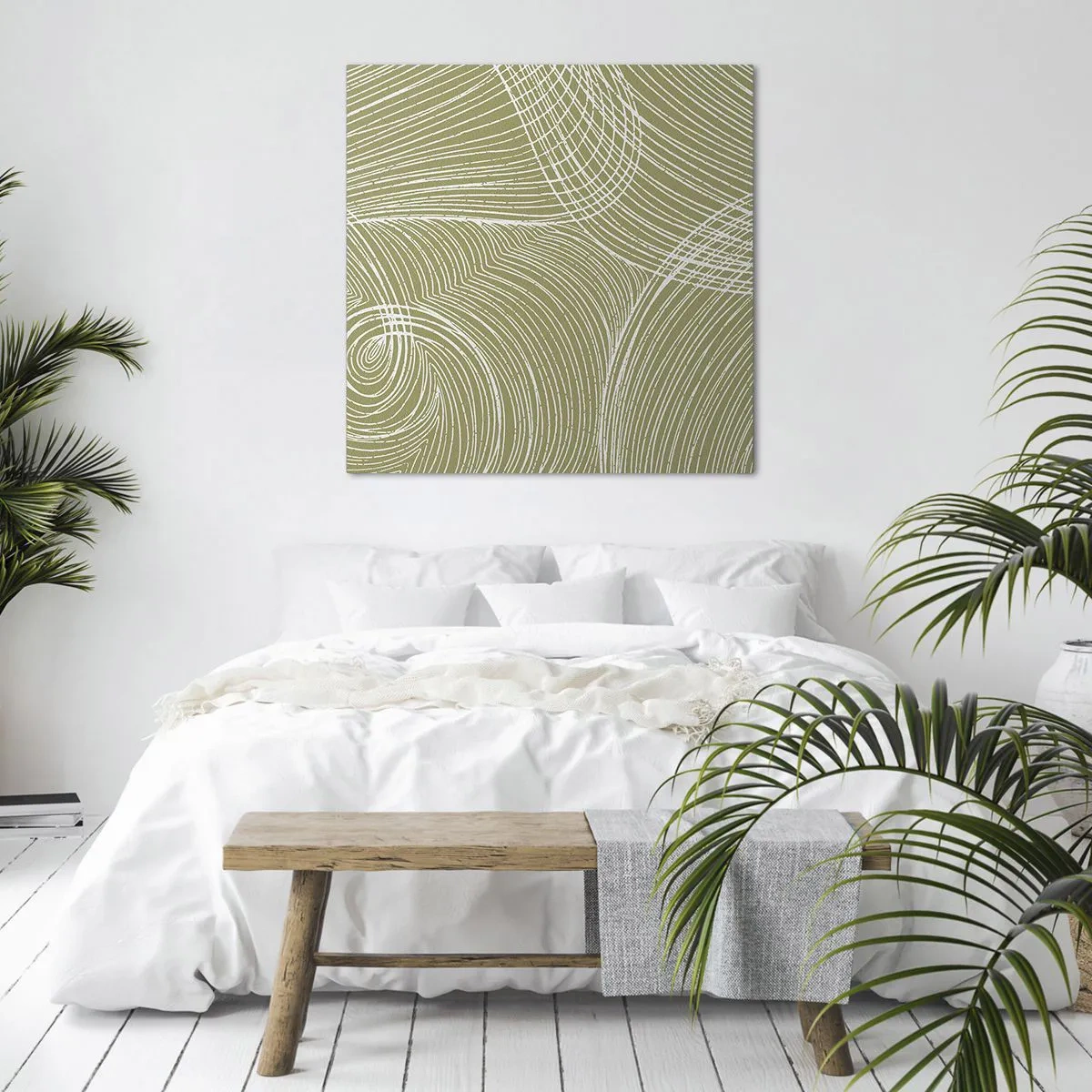 Tablou pe pânză - Abstracție complicată în alb - 40x40 cm