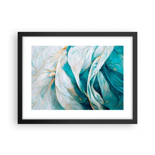 Poster în ramă neagră - Abstractul albastru cu motiv auriu - 40x30 cm
