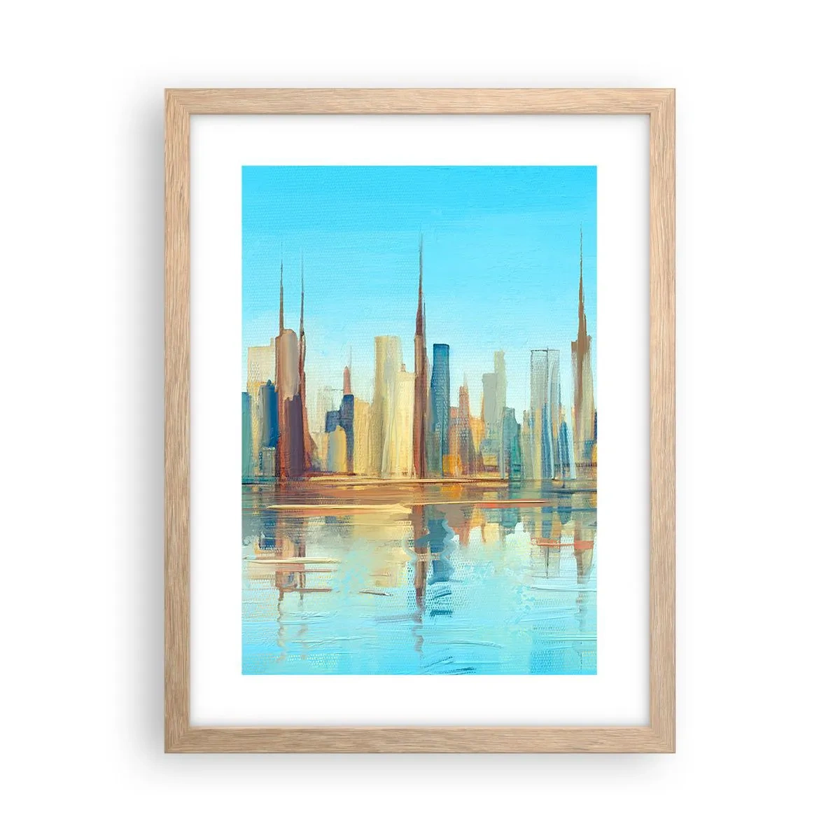 Poster în ramă de stejar deschis - Metropola însorită - 30x40 cm