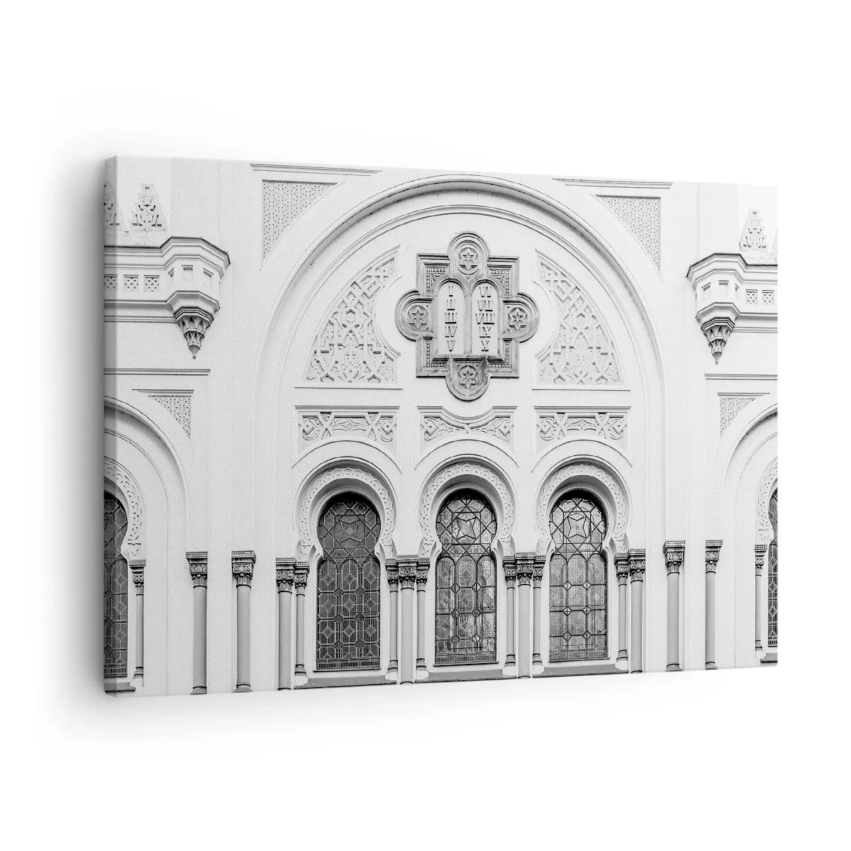 Tablou pe pânză Canvas - Detalii arhitecturale ale fațadei în stil monocromatic - 70x50cm - La granița dintre culturi - Decorațiune modernă pentru perete pentru living și dormitor ARTTOR