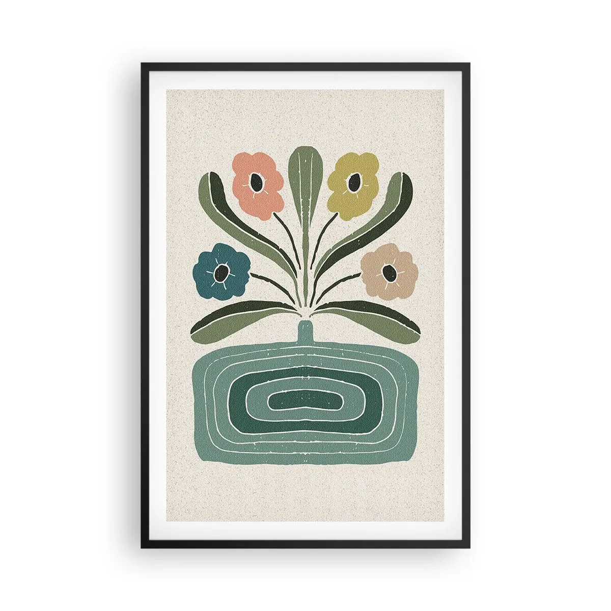 Poster în ramă neagră - Buchet simetric - 61x91 cm