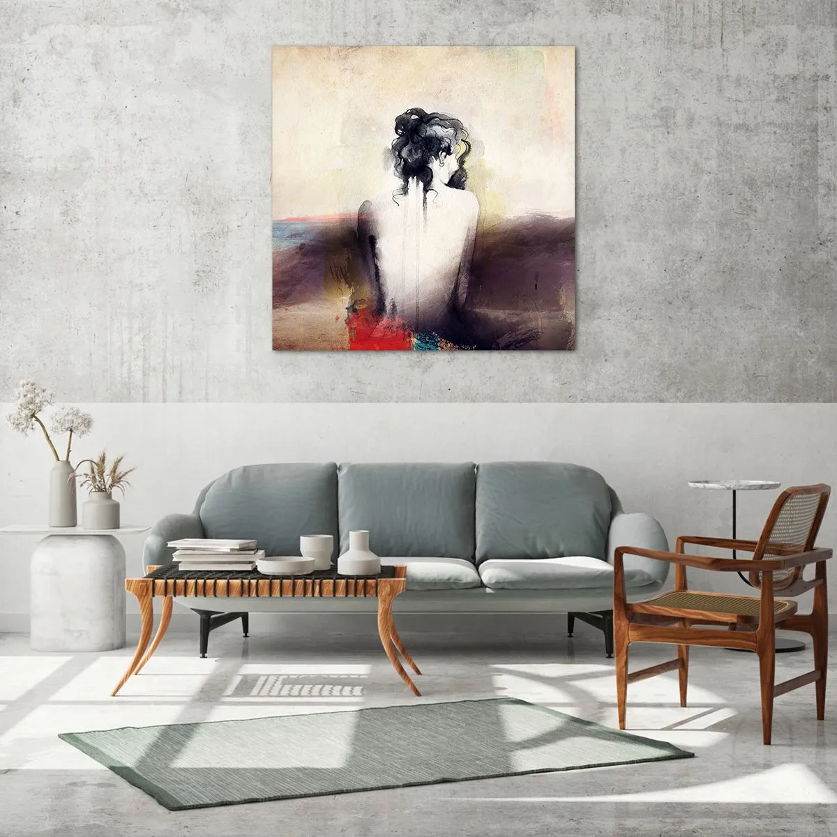 Tablou pe sticlă - Linii moi, forme ovale - 50x50 cm