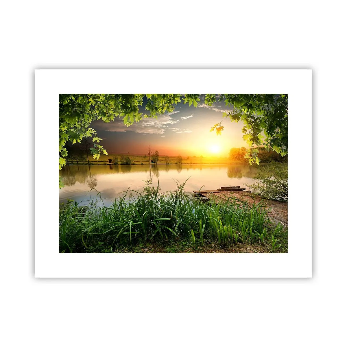 Poster - Peisaj într-un cadru verde - 40x30 cm
