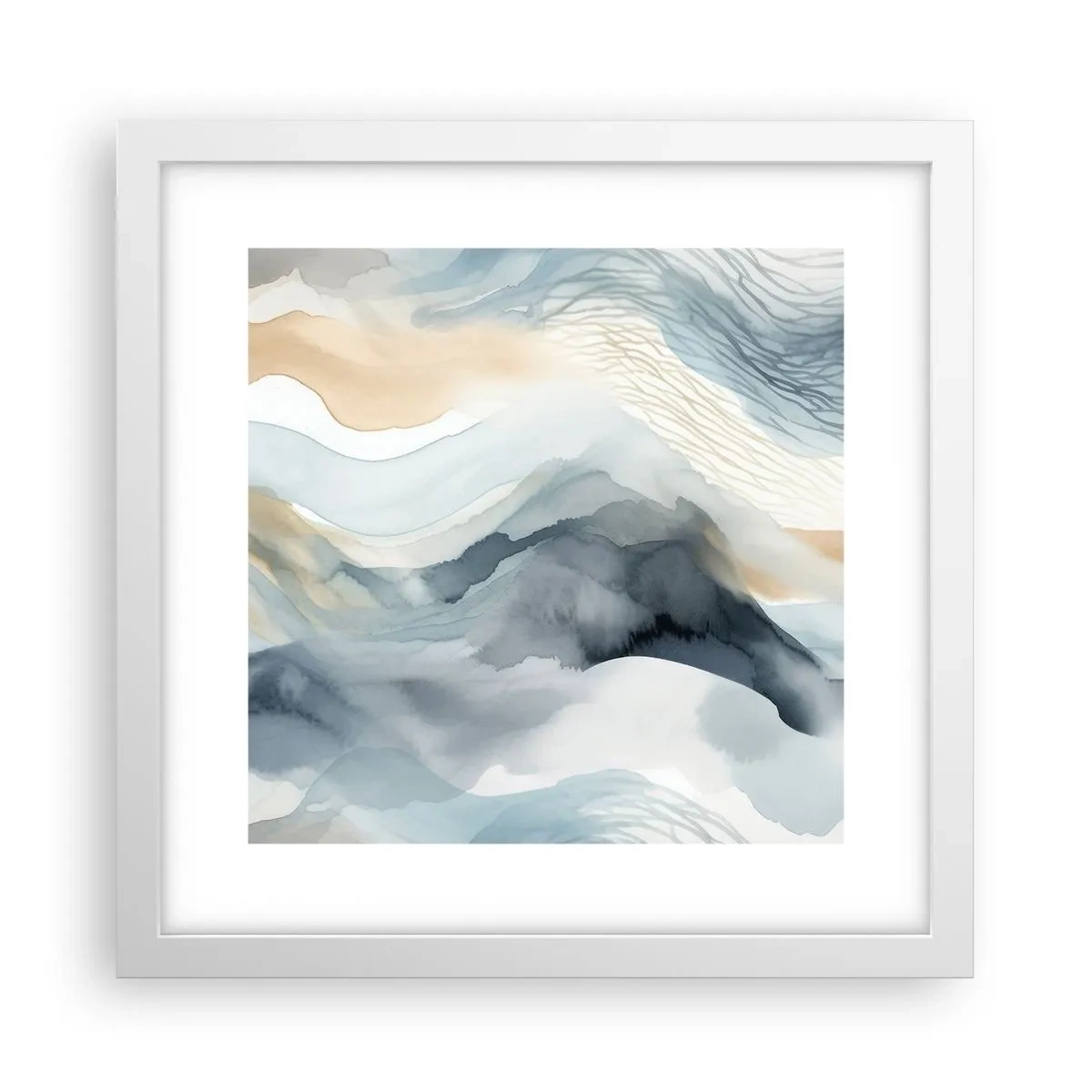 Poster în ramă albă - Abstracție de zăpadă și ceață - 30x30 cm