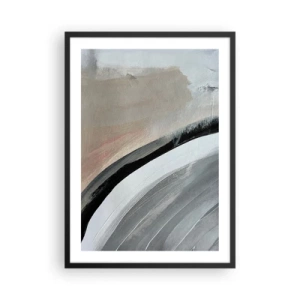 Poster în ramă neagră - Compoziție abstractă cu linii în nuanțe de gri și bej. - 50x70cm - Compoziție: arc de negru și gri - Decorațiune modernă pentru perete pentru living și dormitor ARTTOR