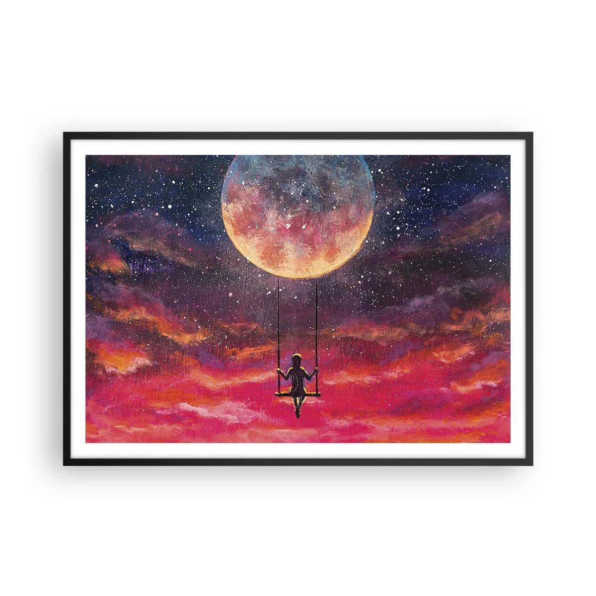 Poster în ramă neagră - Cu capul în nori - 100x70 cm