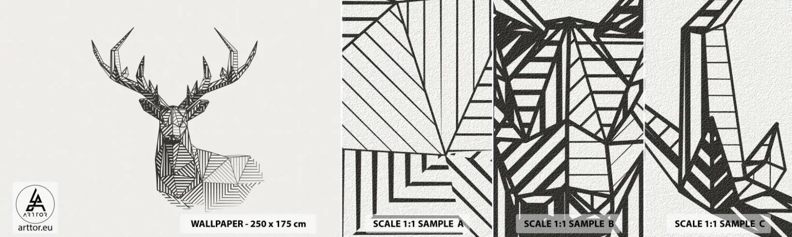 Mostră de Tapet Standard Eco - Cerb în stil cubist - Abstracția, Cerb, Animale - 100x30 cm