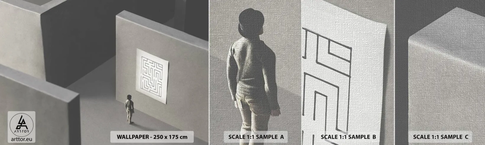 Mostră tapet Premium Canvas - Dar unde sunt? - Labirint, Abstracția, Bucată - 100x30 cm