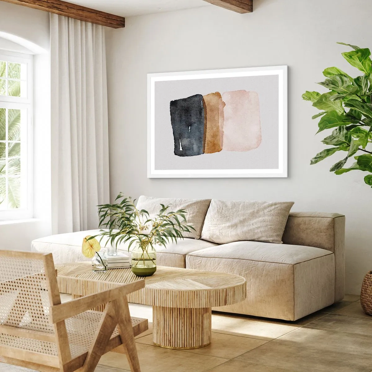 Poster în ramă albă - Compoziția culorilor pământului - 50x40 cm