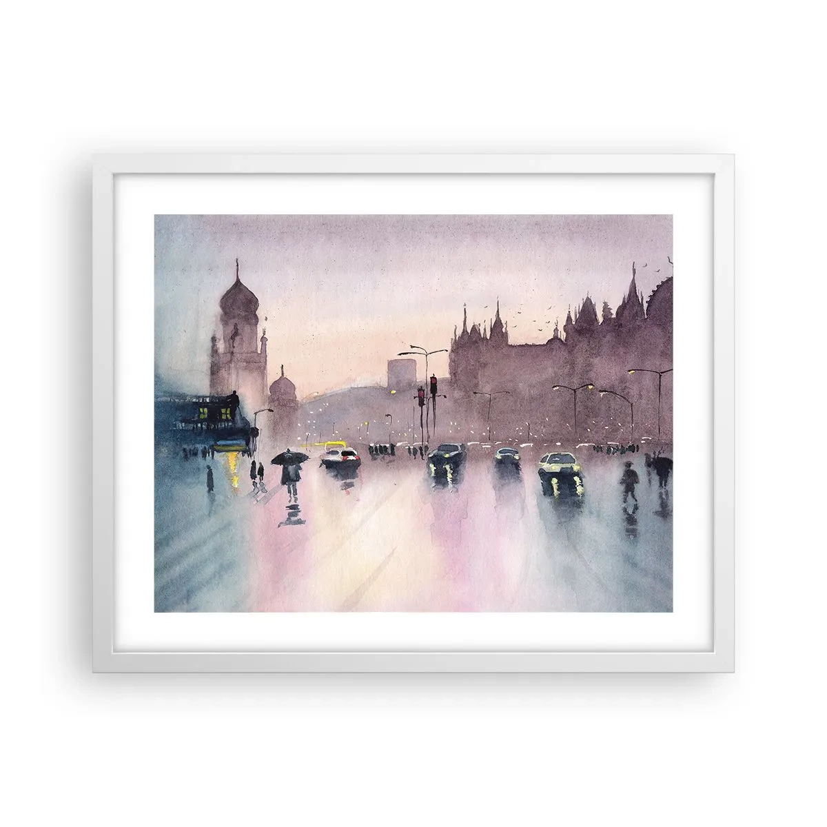 Poster în ramă albă - Într-o ceață ploioasă - 50x40 cm