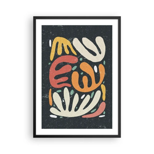 Poster în ramă neagră - Forme organice colorate pe un fundal întunecat - 50x70cm - Compoziție - te-am prins - Decorațiune modernă pentru perete pentru living și dormitor ARTTOR