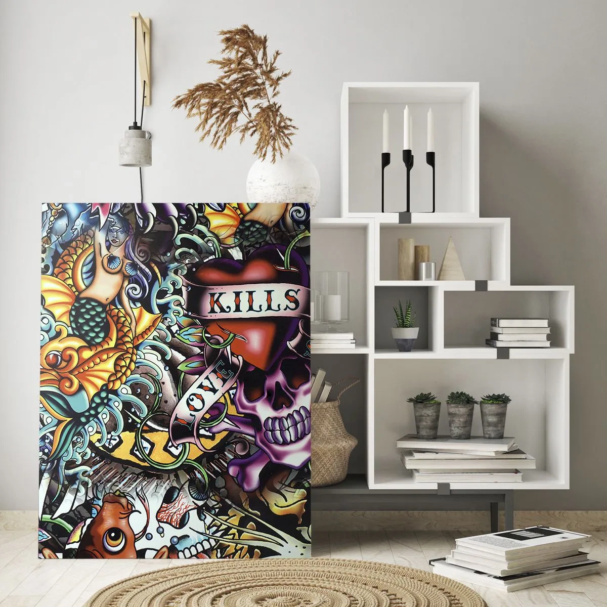 Tablou pe sticlă - Visul unui artist tatuator - 80x120 cm