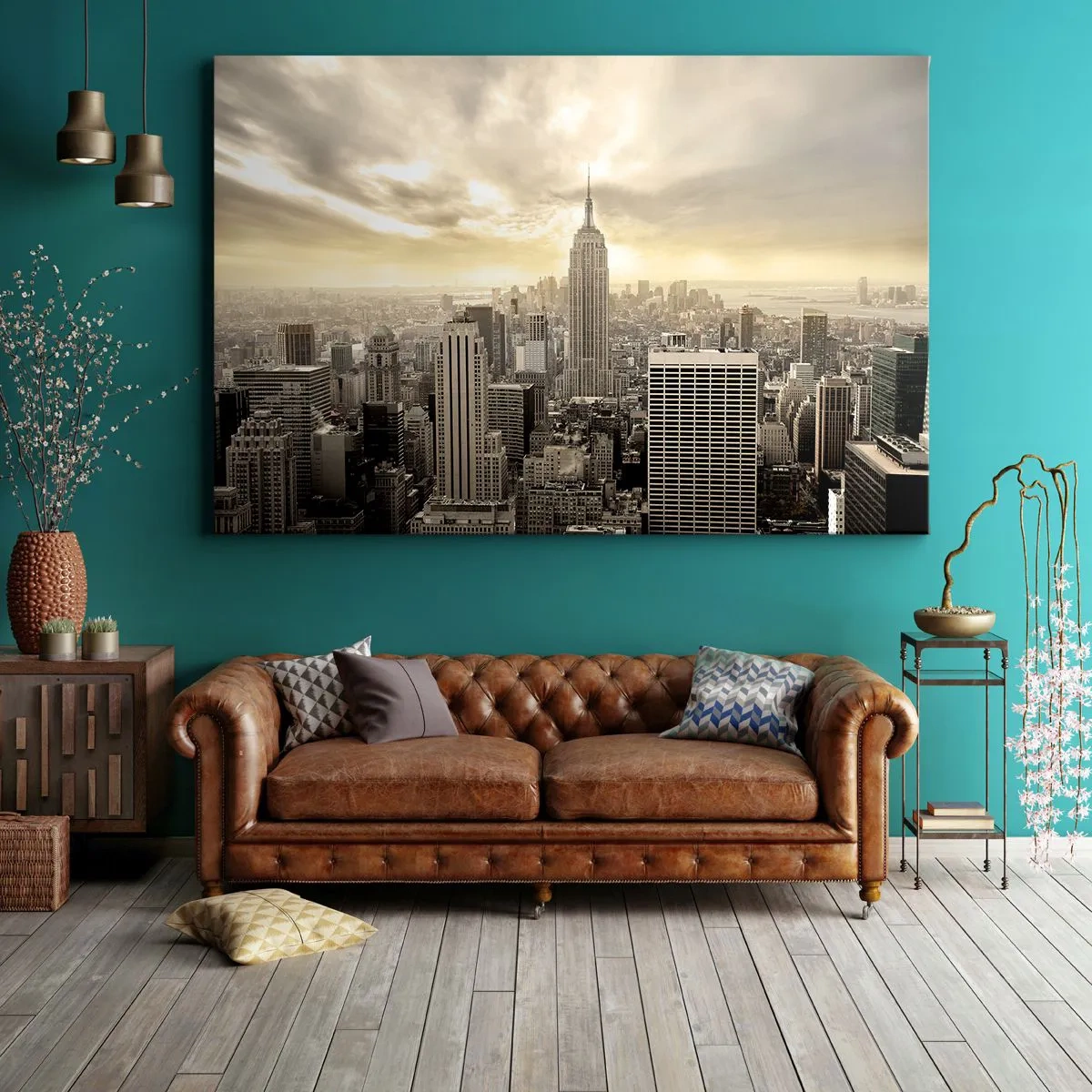 Tablou pe pânză - New York țesut din gri - 120x80 cm