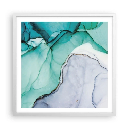 Poster în ramă albă - Studiu în turcoaz - 60x60 cm