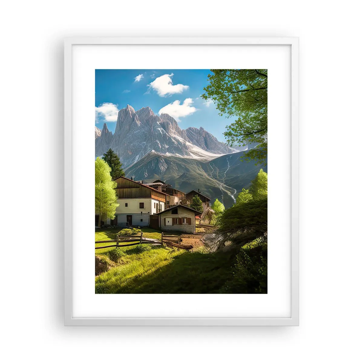 Poster în ramă albă - Idilă alpină - 40x50 cm