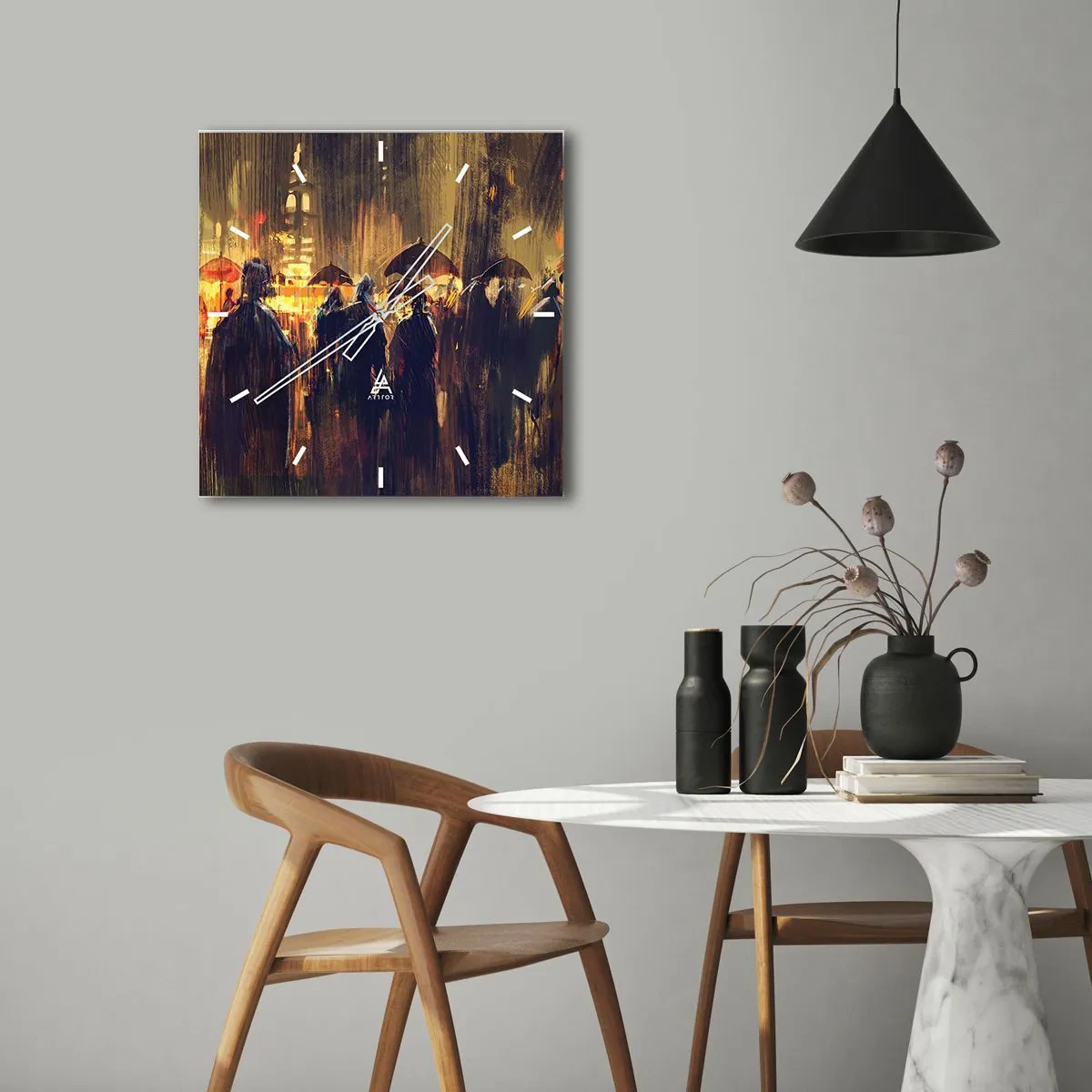 Ceas de perete - Ceas pe sticlă - Urmașii ploii - 40x40 cm