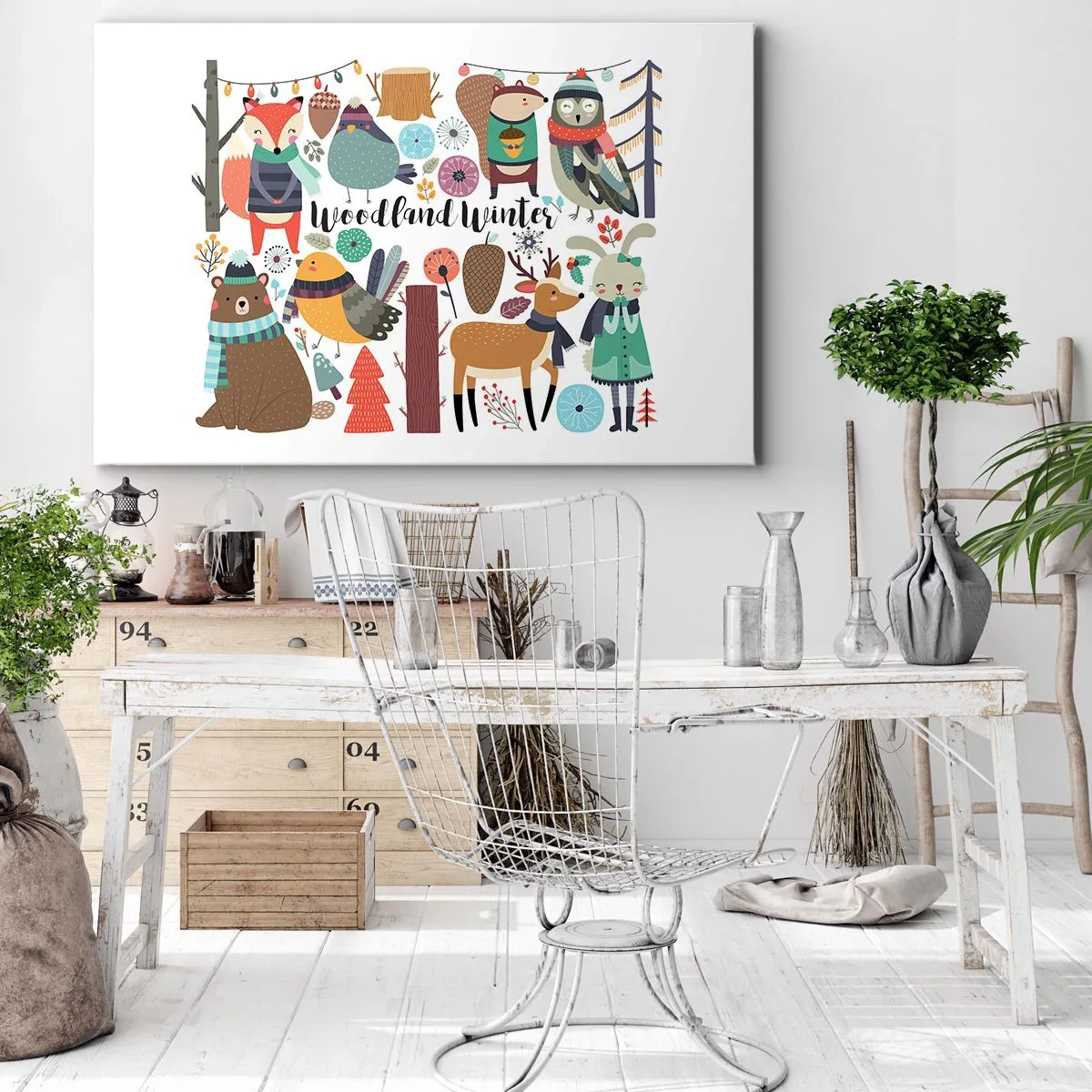 Tablou pe pânză - Un Crăciun de basm în pădure - 120x80 cm