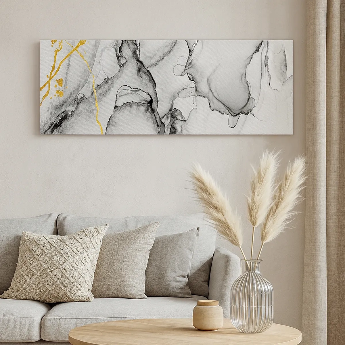 Tablou pe pânză - Compoziție cu motiv auriu - 30x30 cm