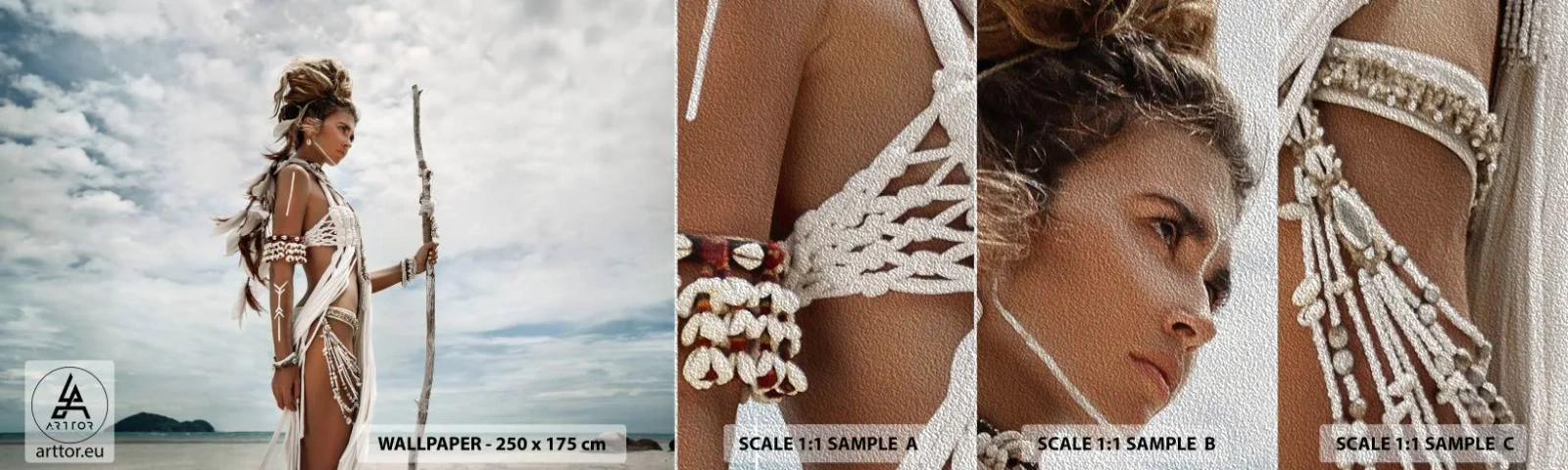 Mostră tapet Premium Sand - Regina tropicelor - Femeie, Rochie etnică, Trib - 100x30 cm