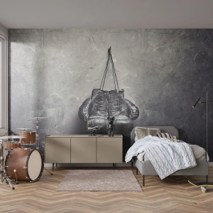 Tapet Premium Canvas - Timp de luptă și timp de pace - Cutie, Manusi de box, Epocă - 400x280 cm