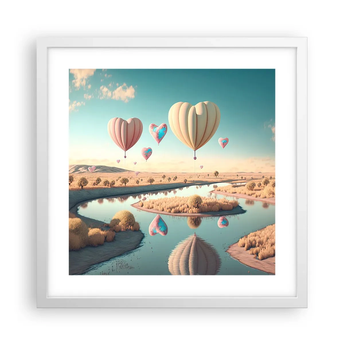 Poster în ramă albă - Iubirea ne înalță - 40x40 cm