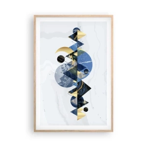 Poster în ramă de stejar deschis - Peisaj geometric - 61x91 cm