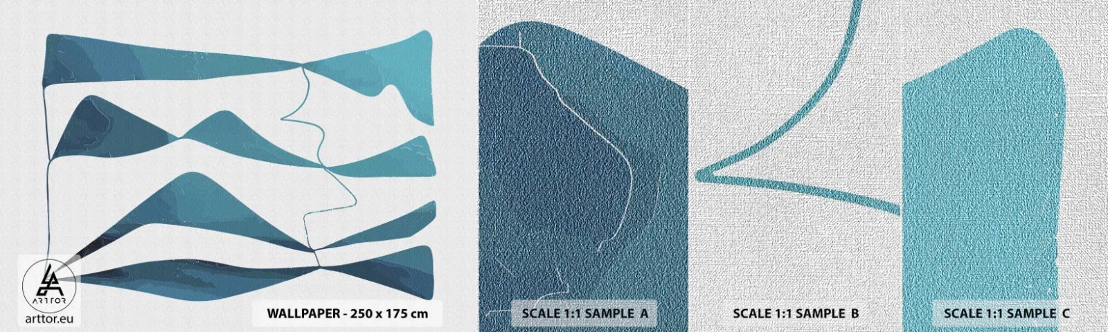 Mostră tapet Premium Canvas - Abstracție: relație turcoaz - Minimalism, Elemente, Abstracția - 100x30 cm