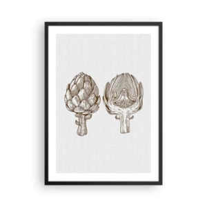 Poster în ramă neagră - Ilustrație vintage a două anghinare - 50x70cm - Lecție de anatomie - Decorațiune modernă pentru perete pentru living și dormitor ARTTOR