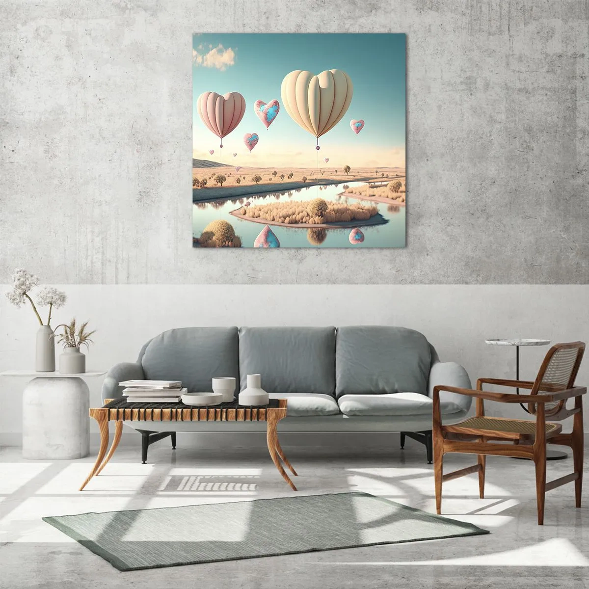 Tablou pe sticlă - Iubirea ne înalță - 40x40 cm