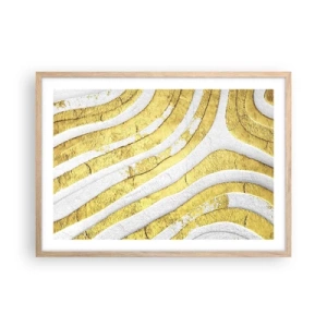 Poster în ramă de stejar deschis - Compoziția în alb și auriu - 70x50 cm