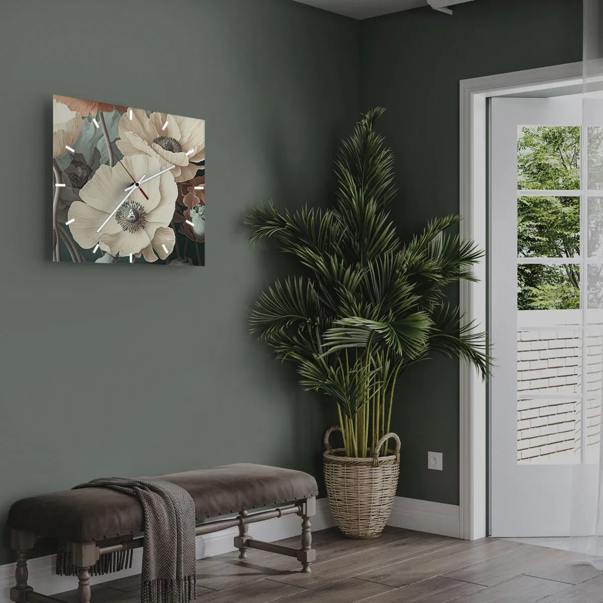 Ceas de perete - Ceas pe sticlă - Șoapta macilor - 40x40 cm