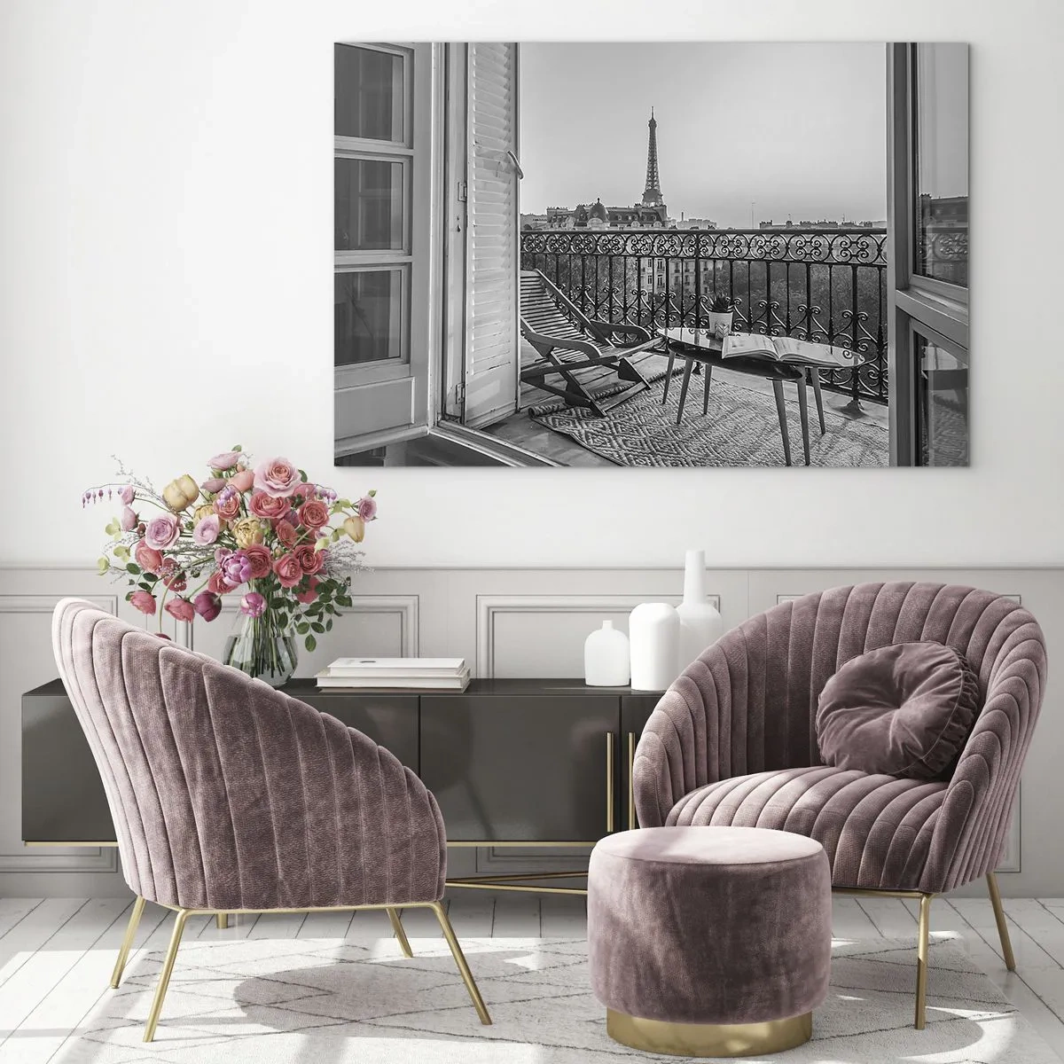 Tablou pe sticlă - O după-amiază pariziană - 70x50cm - După-amiază pariziană - Decorațiune modernă pentru perete pentru living și dormitor ARTTOR