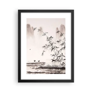 Poster în ramă neagră - Liniștea câmpurilor de orez - 30x40 cm