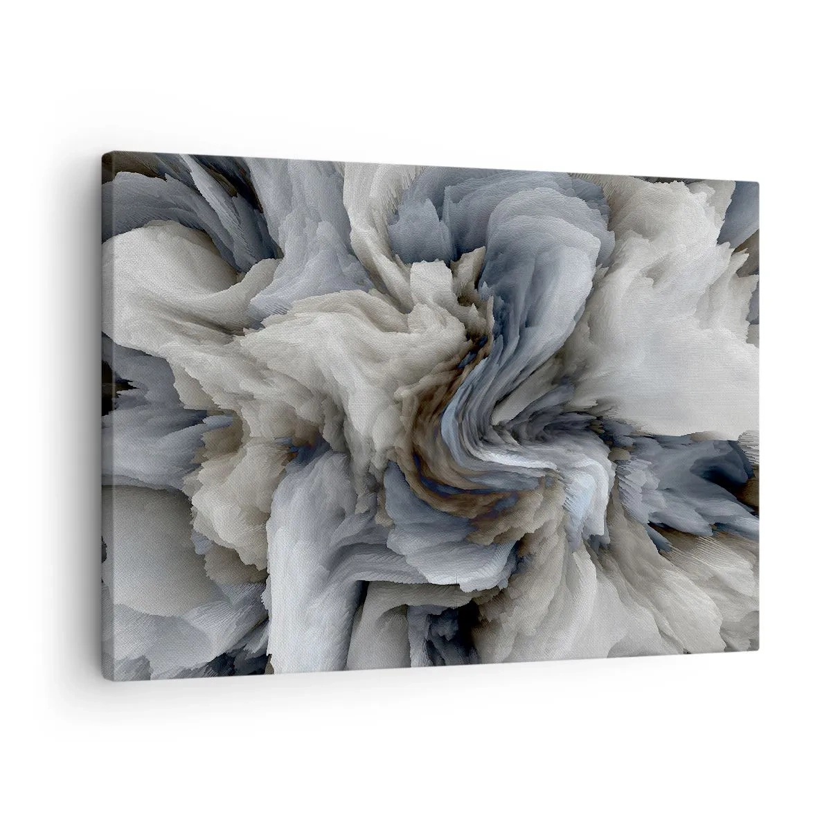 Tablou pe pânză Canvas - Vârtej abstract în nuanțe de gri și albastru - 70x50cm - Piatră și floare - Decorațiune modernă pentru perete pentru living și dormitor ARTTOR